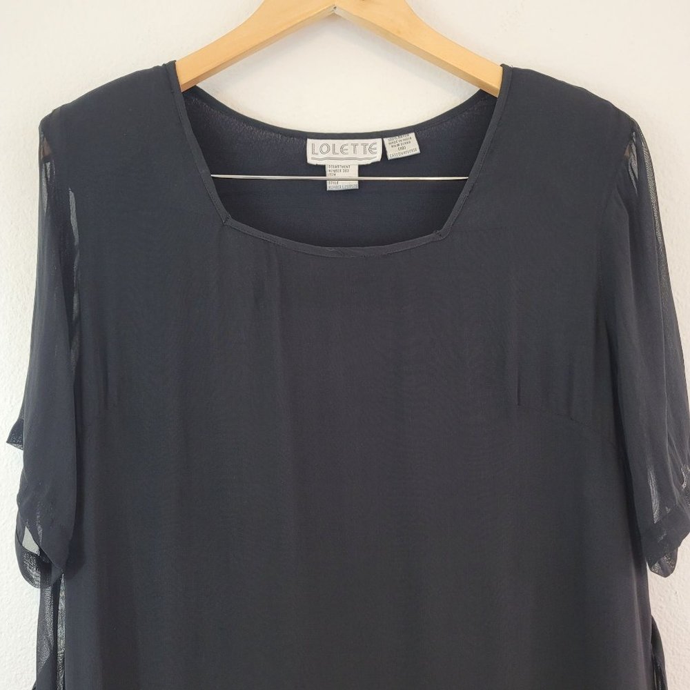 Vintage Lolette Womens Sz 10 Floral Sheer Midi Dress Lined Romantic Fairy 90s - Picture 2 of 15